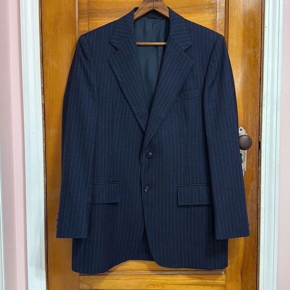 Sears Vintage Wool Navy Pinstriped Blazer Men’s 40L - Picture 1 of 7